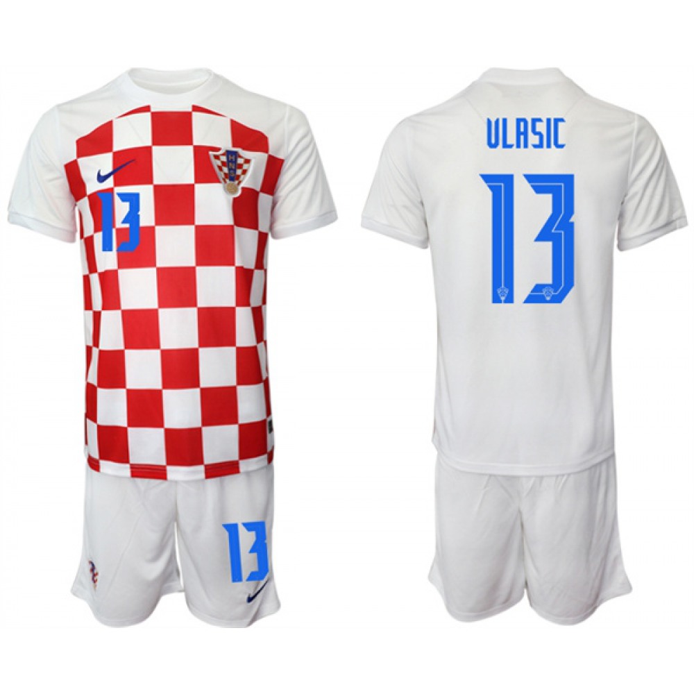 Men’s Croatia #13 Vlasic White Home Soccer Jersey Suit