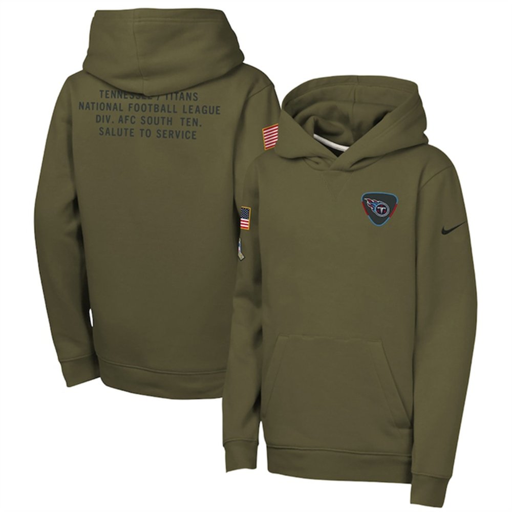 Youth Tennessee Titans Olive 2025 Salute to Service Club Fleece Hoodie