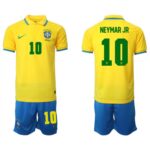 Men's Brazil #10 Neymar Jr Yellow 2022 FIFA World Cup HomeSoccer Jersey Suit