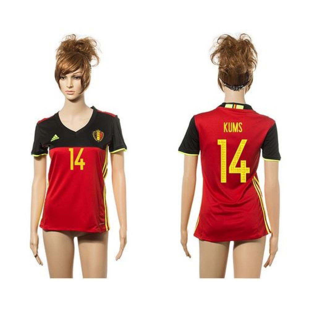 Women’s Belgium #14 Kums Red Home Soccer Country Jersey