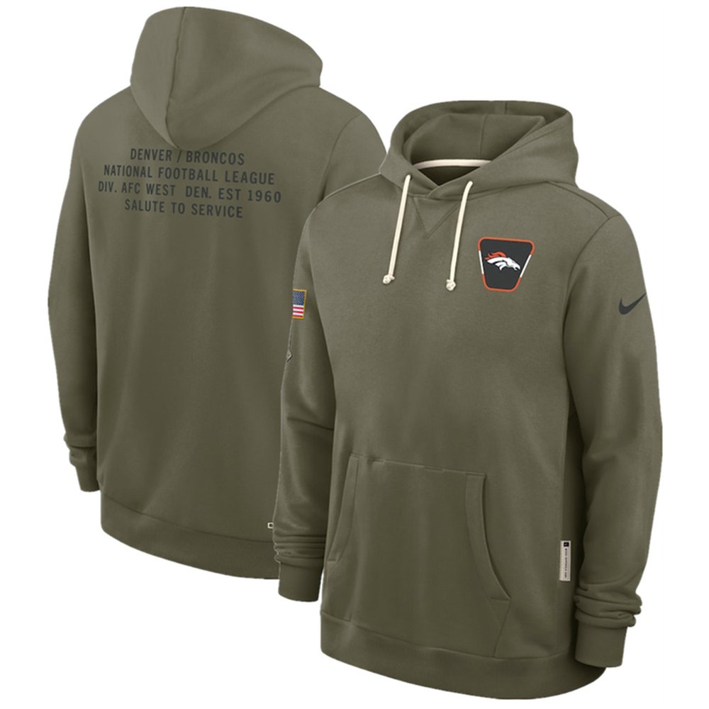 Men’s Denver Broncos Olive 2025 Salute to Service Pullover Hoodie