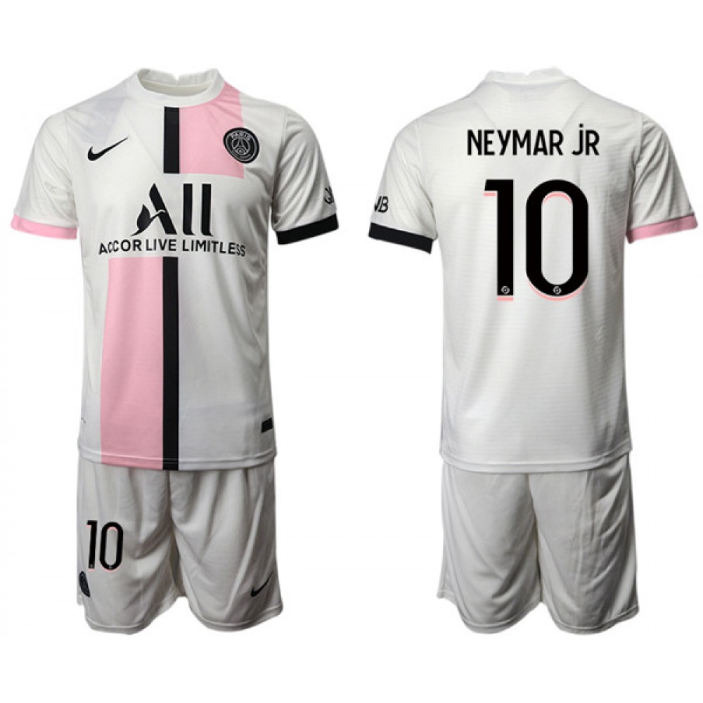 Men’s Paris Saint-Germain #10 Neymar Jr White Soccer Away Jersey Suit