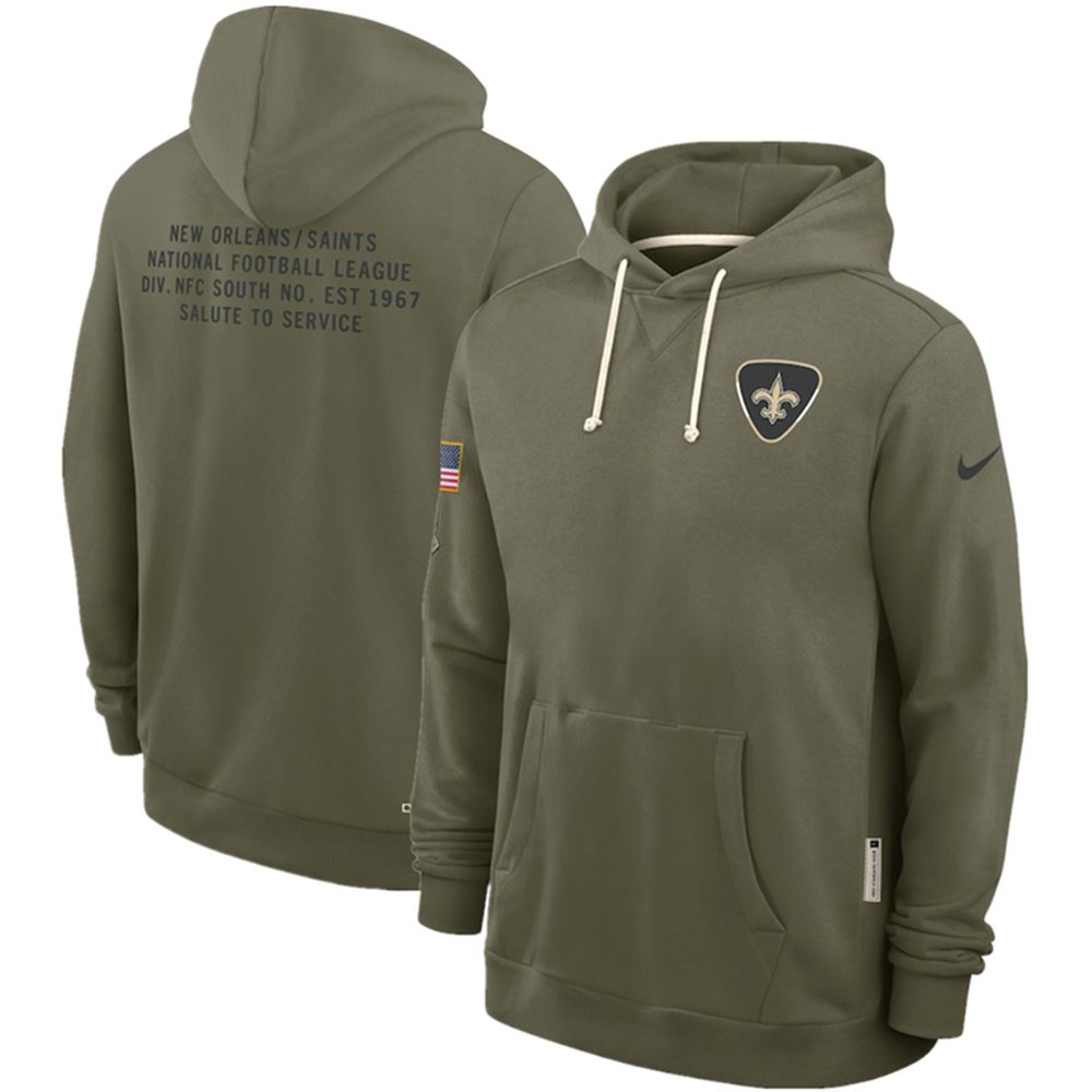 Men’s New Orleans Saints Olive 2025 Salute to Service Pullover Hoodie