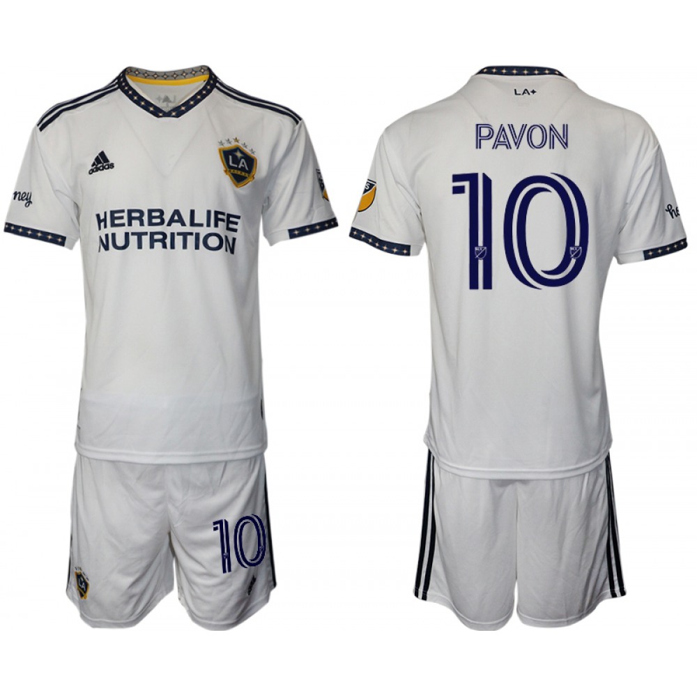 Men’s LA Galaxy #10 Pavon White Home Soccer Jersey Suit