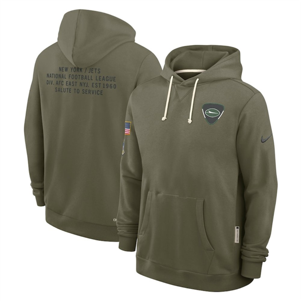 Men’s New York Jets Olive 2025 Salute to Service Pullover Hoodie