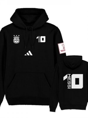 Men's Argentina #10 Messi Black 2022 FIFA World Cup Soccer Hoodie