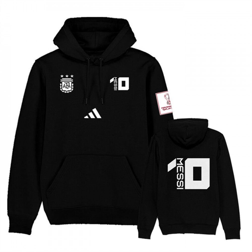 Men’s Argentina #10 Messi Black 2022 FIFA World Cup Soccer Hoodie