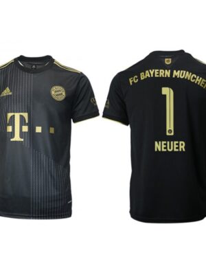 Men's FC Bayern Munchen #1 Neuer Black Away Soccer Jersey