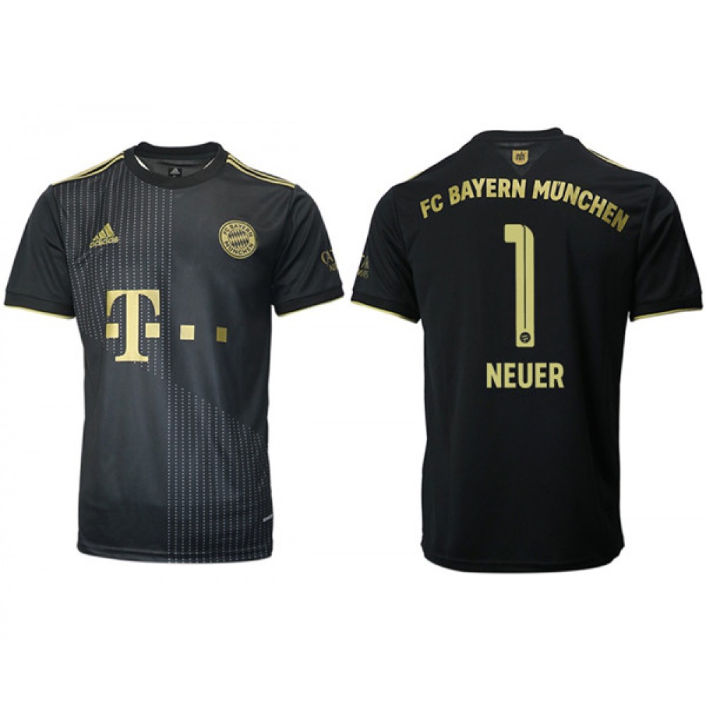 Men’s FC Bayern Munchen #1 Neuer Black Away Soccer Jersey