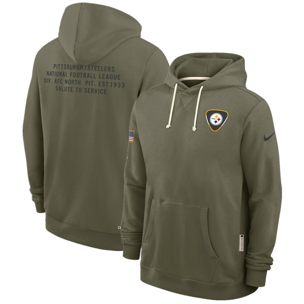 Men’s Pittsburgh Steelers Olive 2025 Salute to Service Pullover Hoodie
