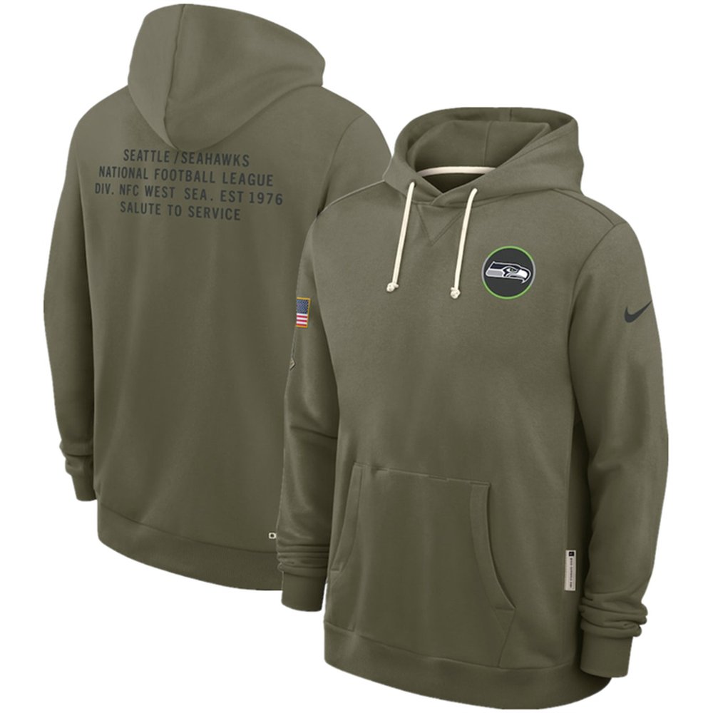 Men’s Seattle Seahawks Olive 2025 Salute to Service Pullover Hoodie