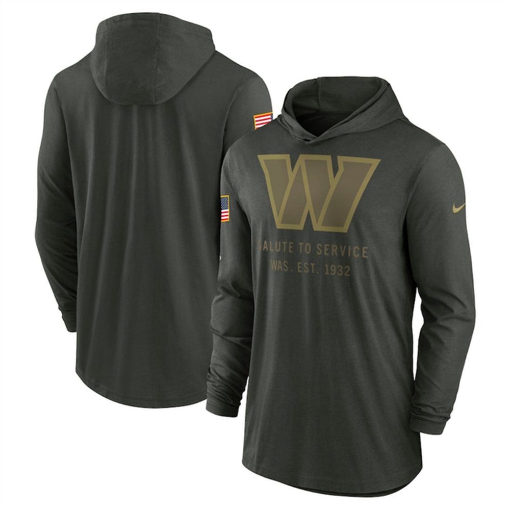Men’s Washington Commanders Forest Green 2025 Salute to Service Sideline Dri-FIT Lightweight Pullover Hoodie