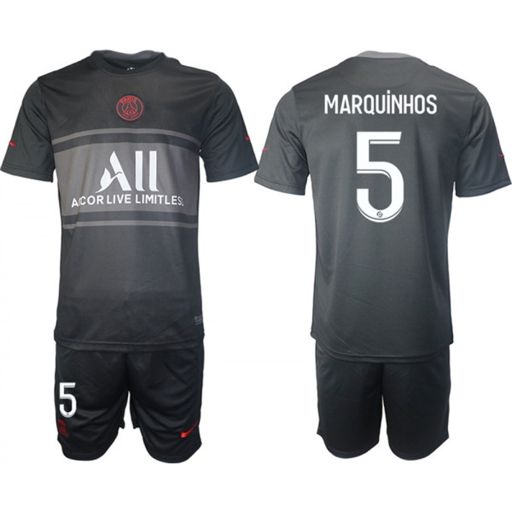 Men’s Paris Saint-Germain #5 Marquinhos 2021/22 Home Soccer Jersey Suit