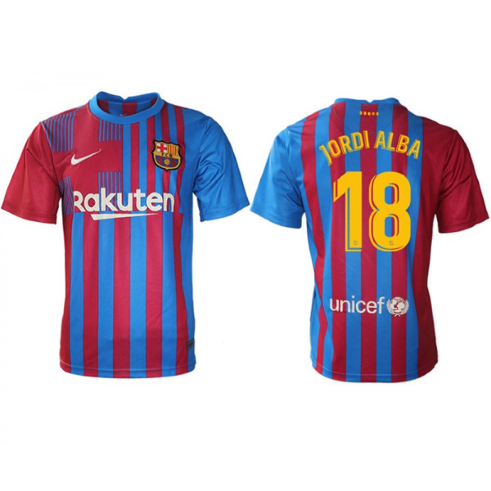 Men’s Barcelona #18 Jordi Alba 2021/22 Home Soccer Jersey