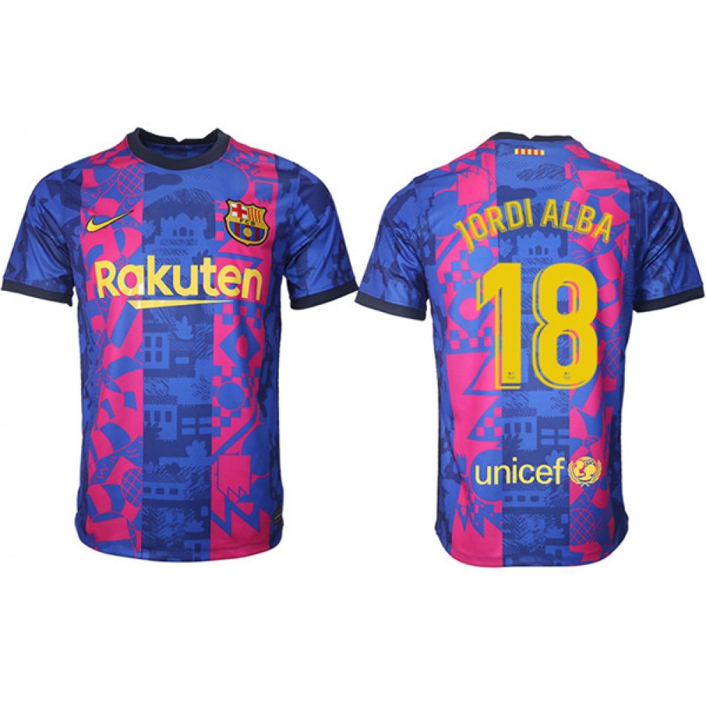 Men’s Barcelona #18 Jordi Alba 2021/22 training suit version Soccer Jersey