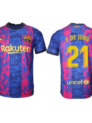 Men's Barcelona #21 Frenkie de Jong 2021/22 training suit version Soccer Jersey