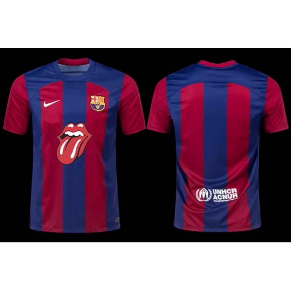 Men’s Barcelona Blank 2023/24 Rolling Stones Soccer Jersey