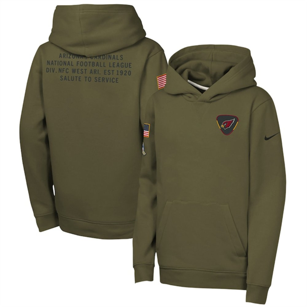 Youth Arizona Cardinals Olive 2025 Salute to Service Club Fleece Hoodie