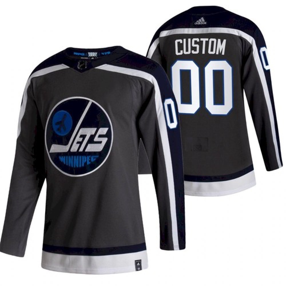 Men’s Winnipeg Jets Custom Name Number Size 2021 Grey Reverse Retro Stitched Jersey