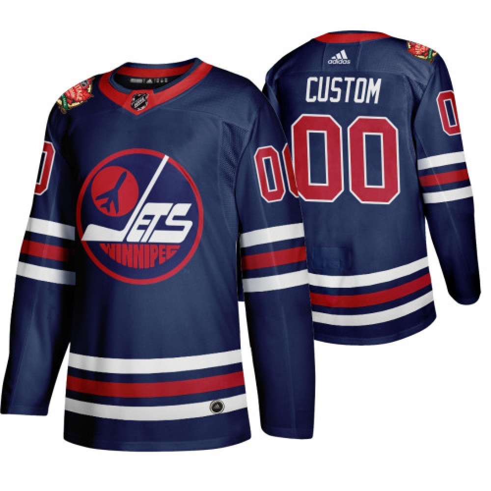 Men’s Winnipeg Jets Navy Blue Custom Name Number Size NHL Stitched Jersey