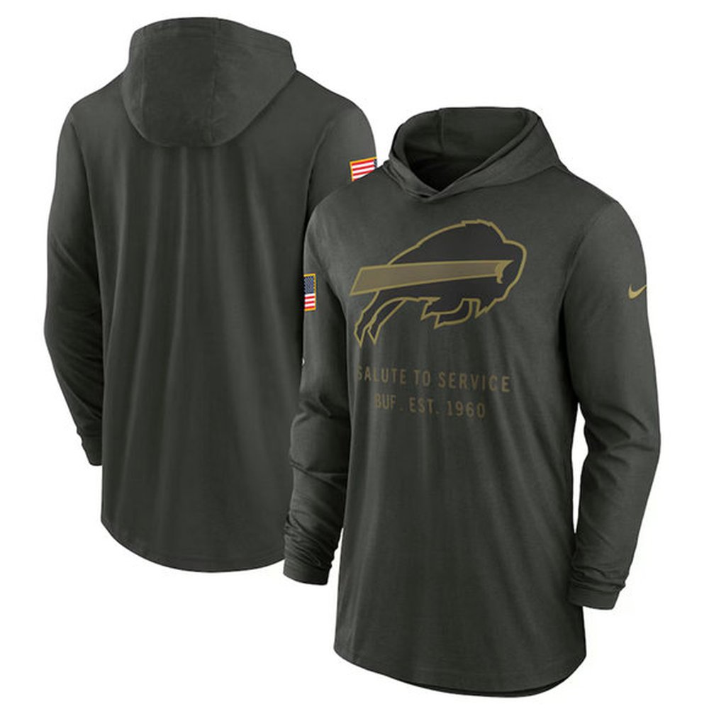 Men’s Buffalo Bills Forest Green 2025 Salute to Service Sideline Dri-FIT Lightweight Pullover Hoodie