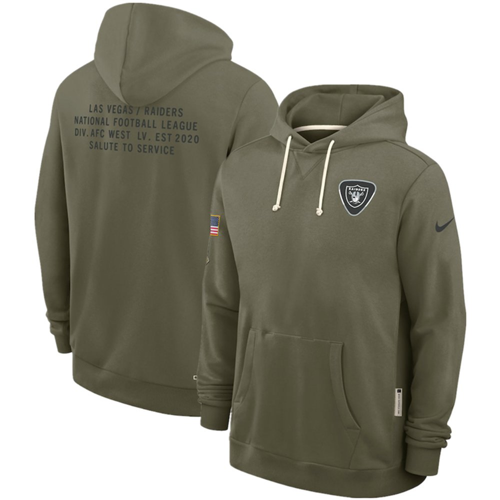 Men’s Las Vegas Raiders Olive 2025 Salute to Service Pullover Hoodie