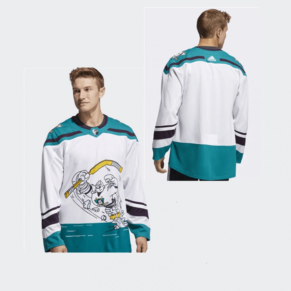 Men’s Anaheim Ducks Blank White Reverse Retro Stitched NHL Jersey