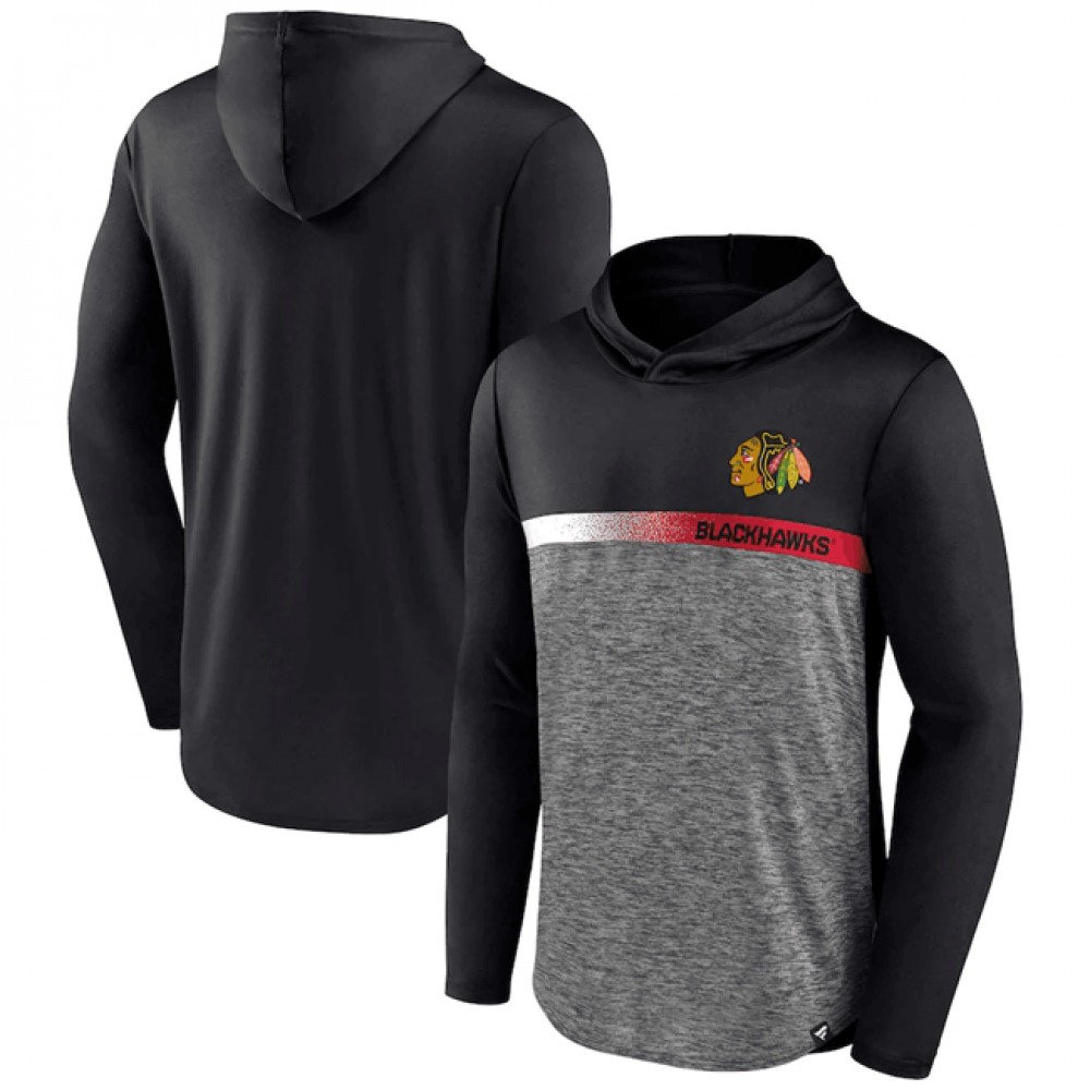 Men’s Chicago Blackhawks Black Podium Defender Pullover Hoodie