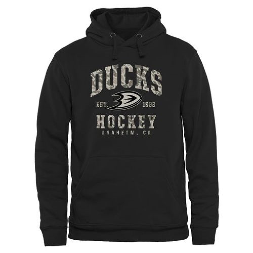 Men’s Anaheim Ducks Black Camo Stack Pullover Hoodie