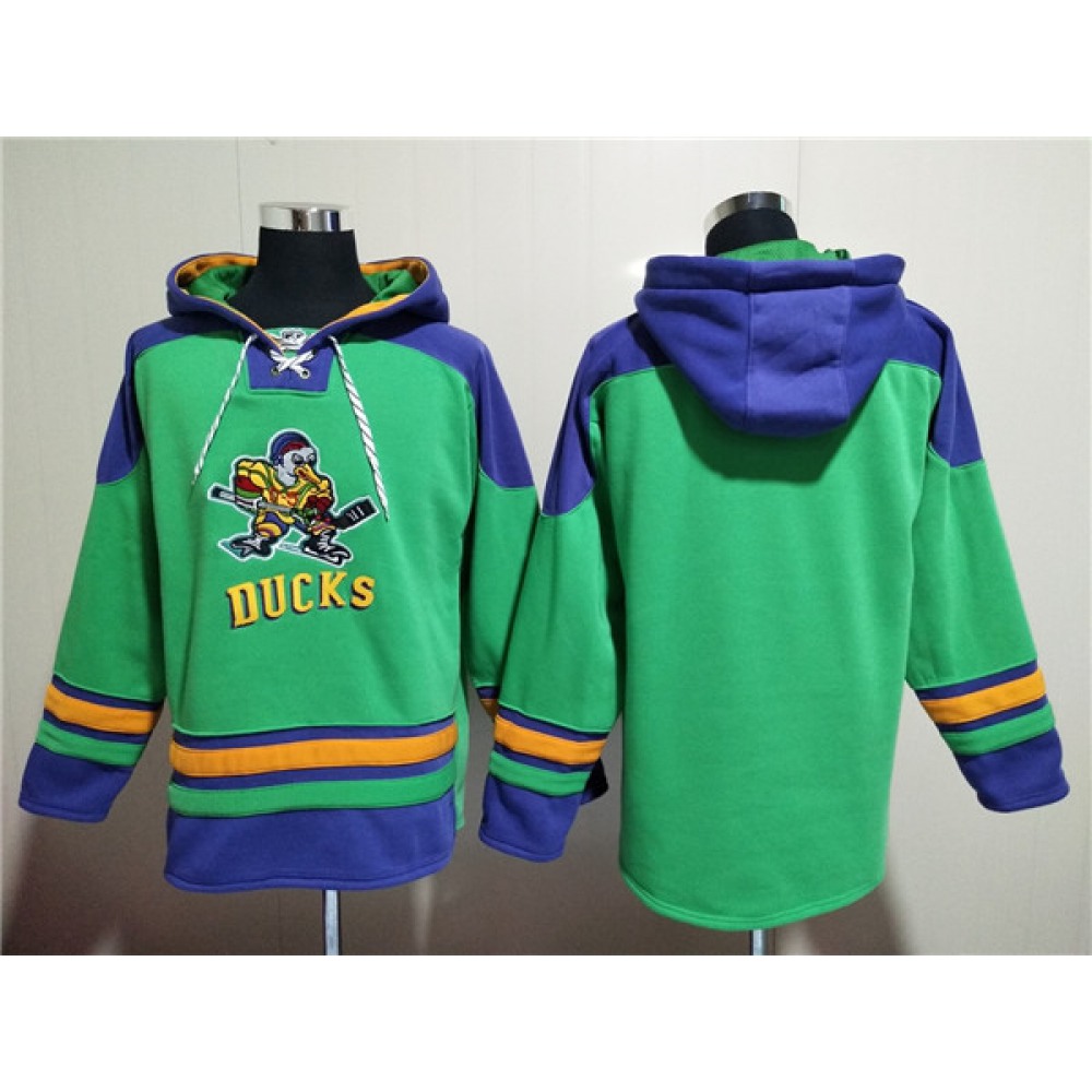 Men’s Anaheim Ducks Blank Green Ageless Must-Have Lace-Up Pullover Hoodie