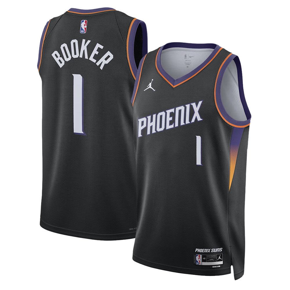 Youth Phoenix Suns #1 Devin Booker Fox Black 2025/26 Statement Edition Jersey