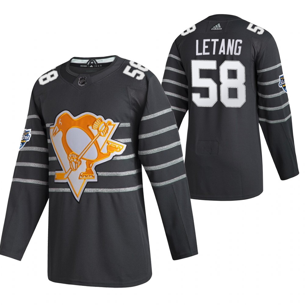 Men’s Pittsburgh Penguins #58 Kris Letang 2020 Grey All Star Stitched NHL Jersey