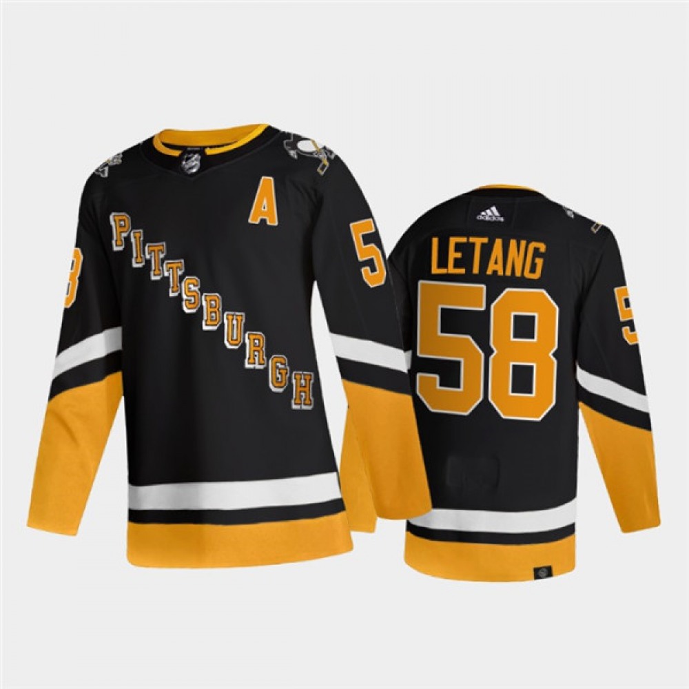 Men’s Pittsburgh Penguins #58 Kris Letang 2021/2022 Black Stitched Jersey