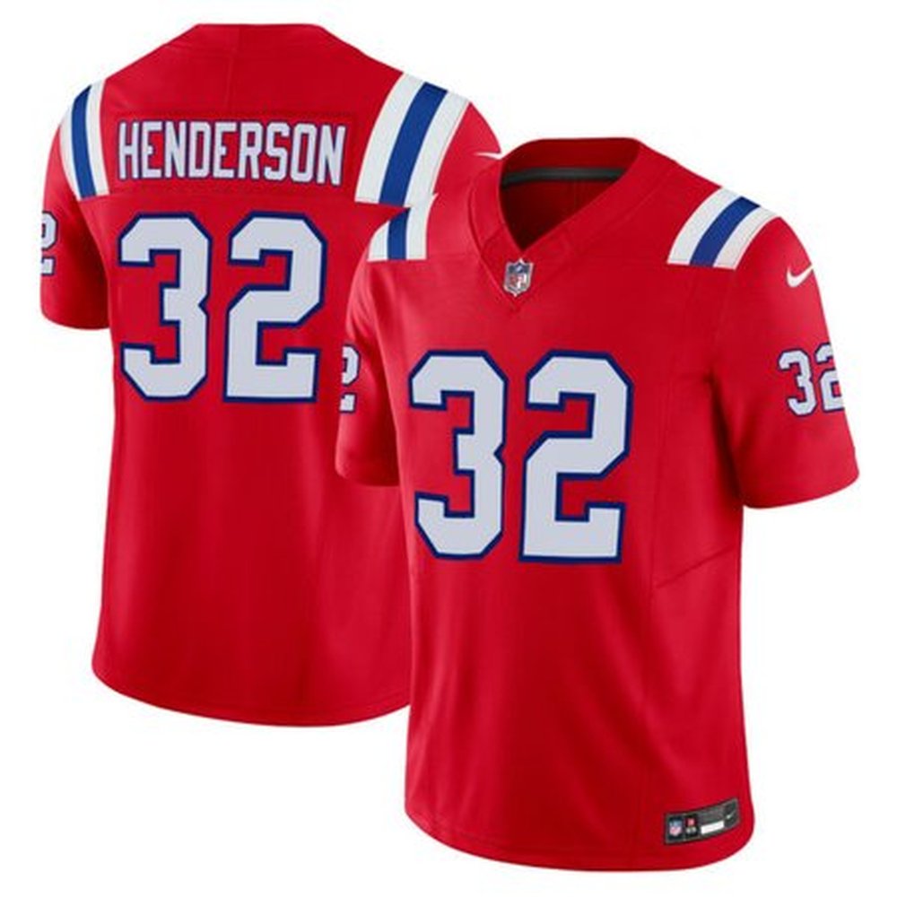Youth New England Patriots #32 TreVeyon Henderson Nike Red 2025 NFL Draft F.U.S.E. Vapor Limited Jersey