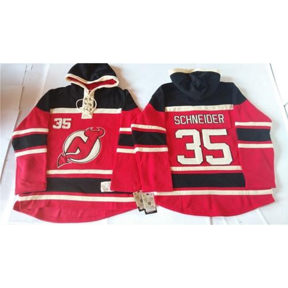 Devils #35 Cory Schneider Red Sawyer Hooded Sweatshirt Stitched NHL Jersey