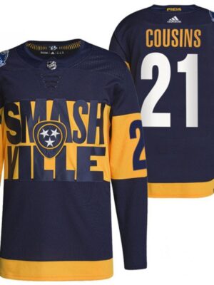 Men's Nashville Predators #21 Nick Cousins 2022 Navy Stadium Series Breakaway Player Stitched Jersey
