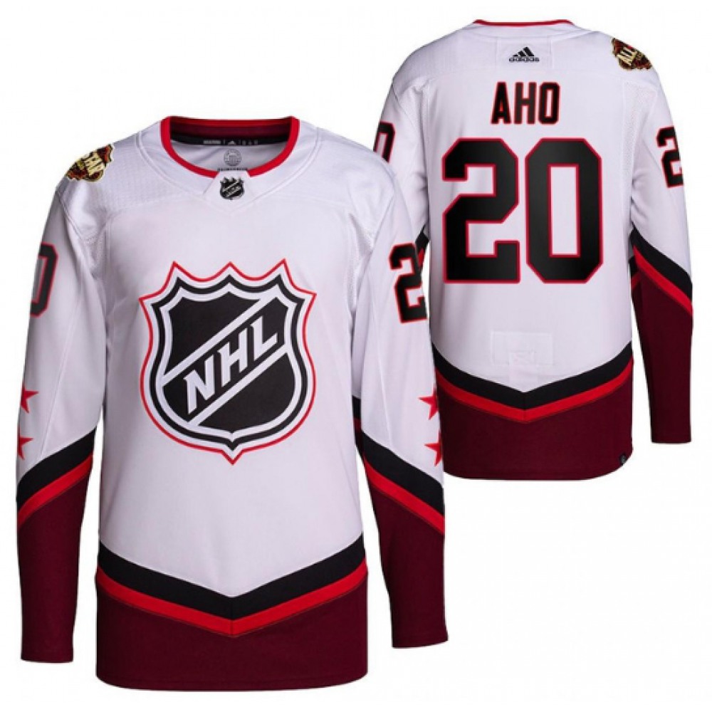 Men’s Carolina Hurricanes #20 Sebastian Aho 2022 All-Star White Stitched Jersey