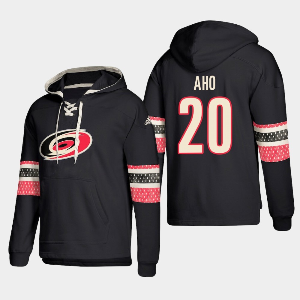 Men’s Carolina Hurricanes #20 Sebastian Aho Black Ageless Must-Have Lace-Up Pullover Hoodie