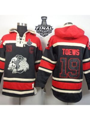 Blackhawks #19 Jonathan Toews Black Sawyer Hooded Sweatshirt 2015 Stanley Cup Stitched NHL Jersey