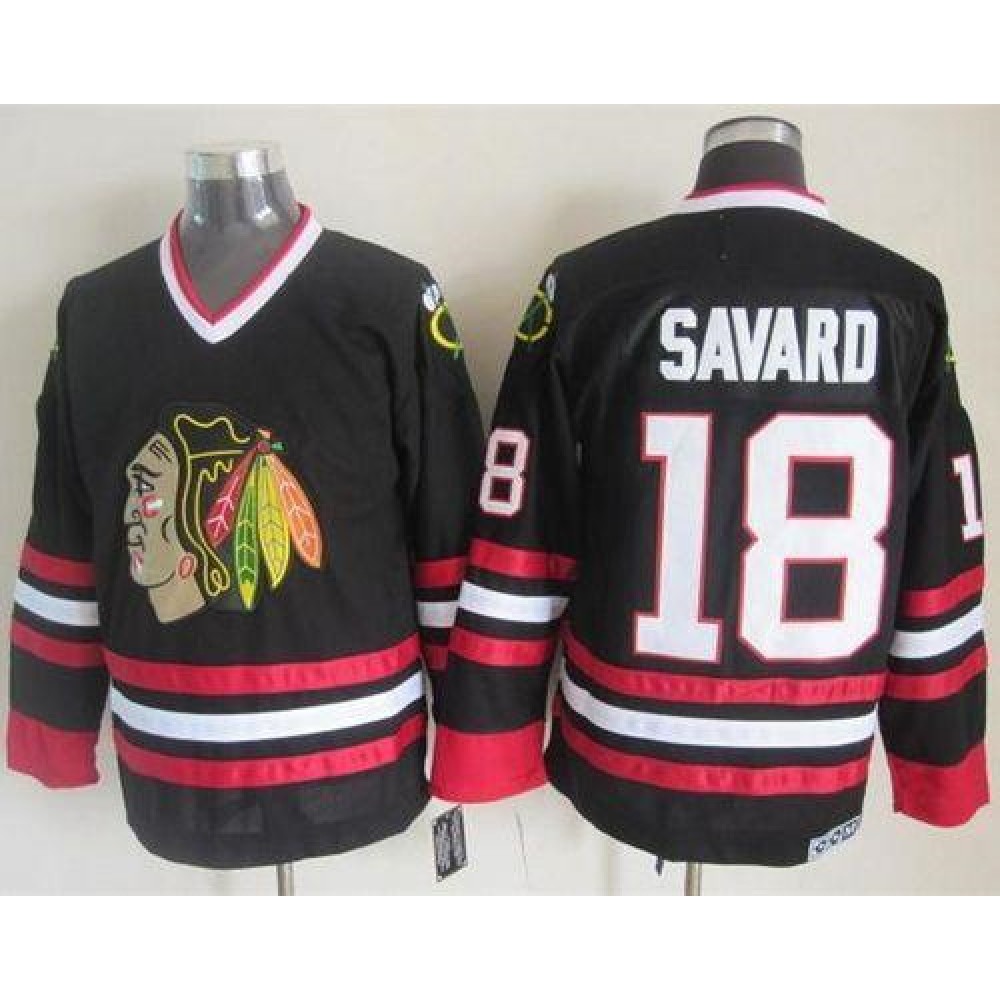 Blackhawks #18 Denis Savard Black CCM Throwback Stitched NHL Jersey