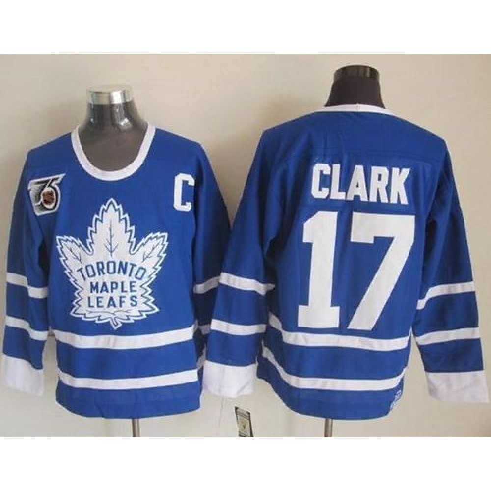 Maple Leafs #17 Wendel Clark Blue 75th CCM Throwback Stitched NHL Jersey