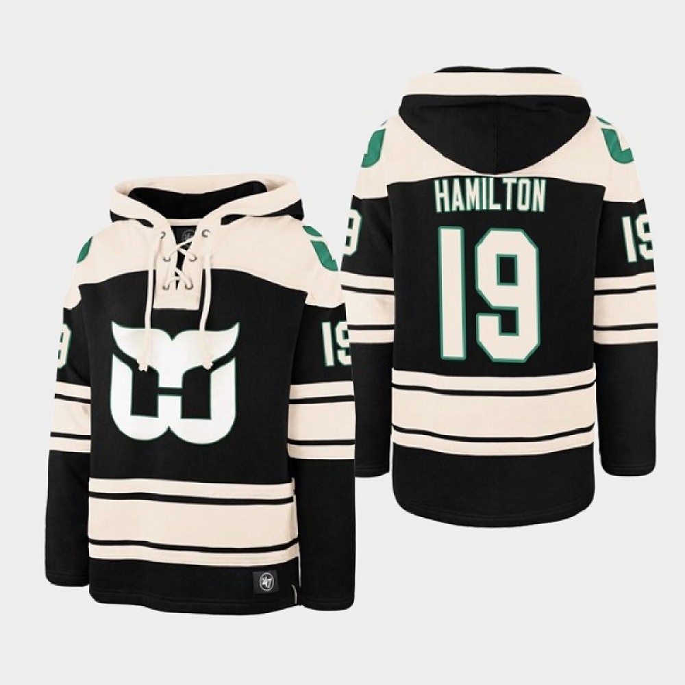 Men’s Carolina Hurricanes #19 Dougie Hamilton Black Ageless Must-Have Lace-Up Pullover Hoodie