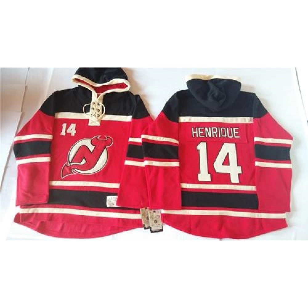 Devils #14 Adam Henrique Red Sawyer Hooded Sweatshirt Stitched NHL Jersey
