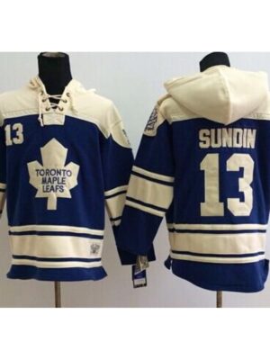 Maple Leafs #13 Mats Sundin Blue Sawyer Hooded Sweatshirt Stitched NHL Jersey