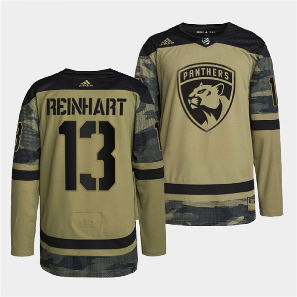 Men’s Florida Panthers #13 Sam Reinhart 2022 Camo Military Appreciation Night Stitched Jersey