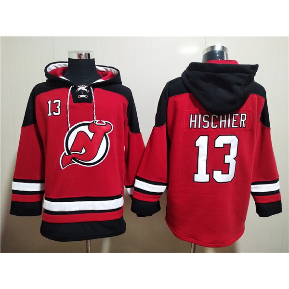 Men’s New Jersey Devils #13 Nico Hischier Red Ageless Must-Have Lace-Up Pullover Hoodie