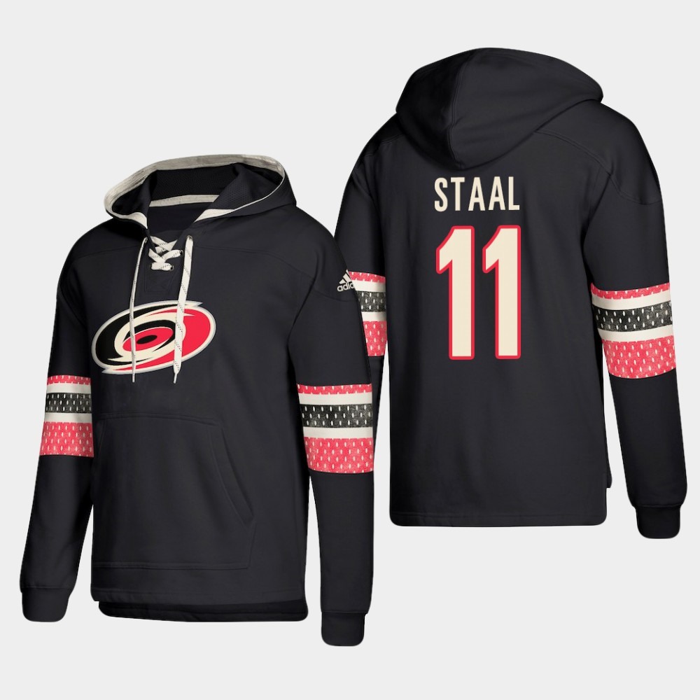 Men’s Carolina Hurricanes #11 Jordan Staal Black Ageless Must-Have Lace-Up Pullover Hoodie