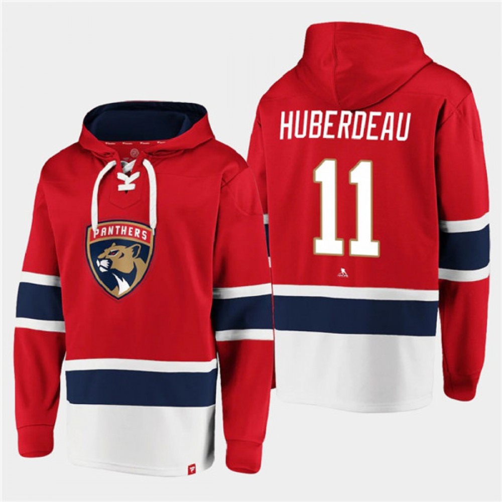 Men’s Florida Panthers #11 Jonathan Huberdeau Red Ageless Must-Have Lace-Up Pullover Hoodie