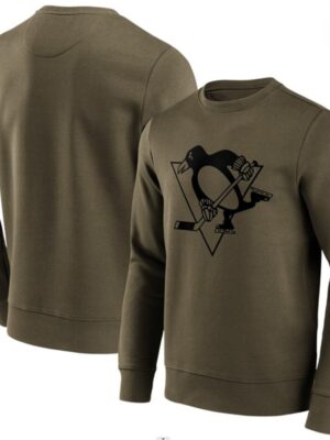 Men's Pittsburgh Penguins Green Iconic Preferred Logo Graphic Crew Sweatshirt