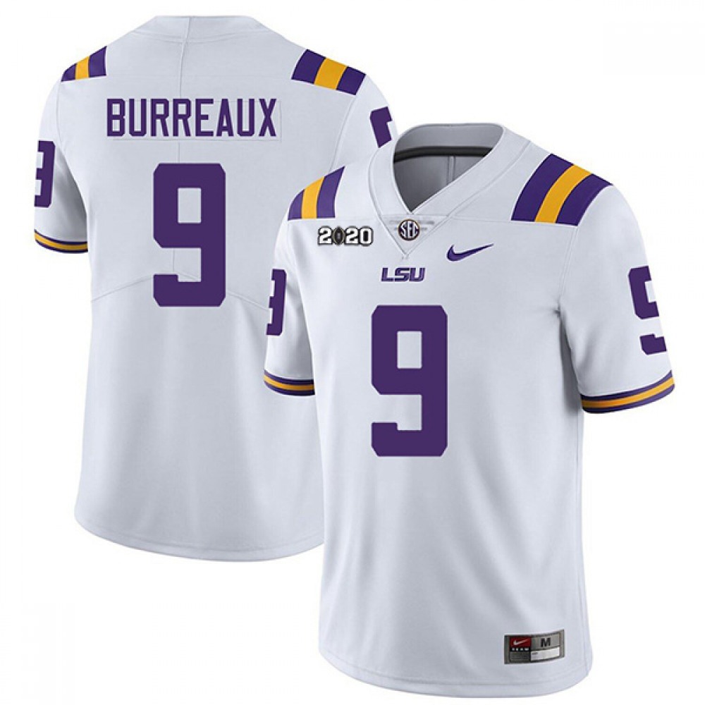 Men’s LSU Tigers ACTIVE PLAYER Custom White With 2020 Patch Limited Stitched NCAA Jersey